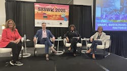 The SXSW panelists (from left to right) were Suzy Teele, CSO at the ARM Institute, Jeff Winter, smart manufacturing adviser at CESMII, Maria Curry-Nkansah, chief marketing and analysis officer from EPIXC, and Kathie M. Leonard, founder and CEO of Auburn Manufacturing. The SXSW panelists (from left to right) were Suzy Teele, CSO at the ARM Institute, Jeff Winter, smart manufacturing adviser at CESMII, Maria Curry-Nkansah, chief marketing and analysis officer from EPIXC, and Kathie M. Leonard, founder and CEO of Auburn Manufacturing.
