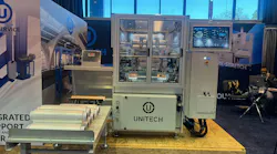 The Model T012 Automatic PreStretched Film Rewinder showcased at PACK EXPO 2026 in Chicago.